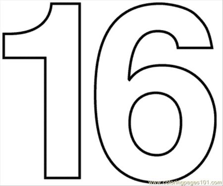 Цифра 16 трафарет