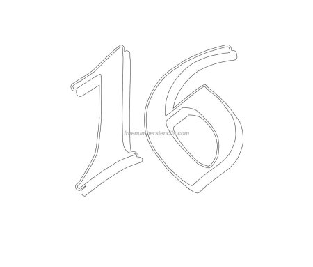 Цифра 16 трафарет