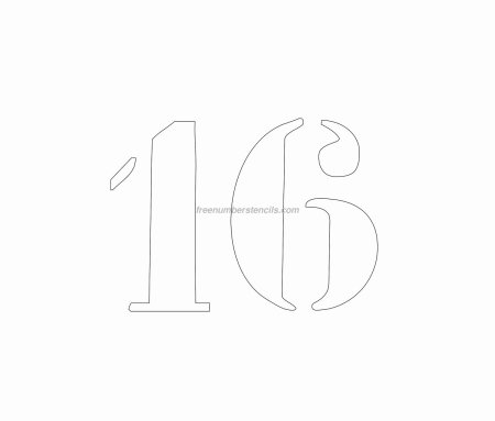 Цифра 16 трафарет