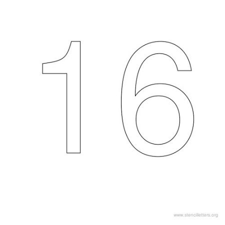 Цифра 16 трафарет