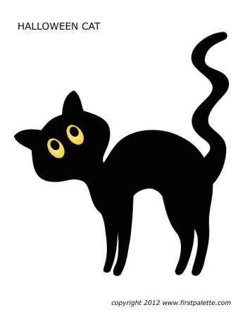 Черная кошка трафарет Хэллоуин