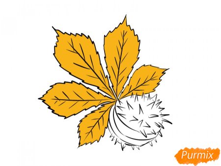 Лист каштана раскраска