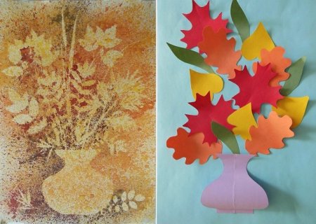 Композиция из осенних листьев набрызг