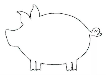 Свинья сбоку контур