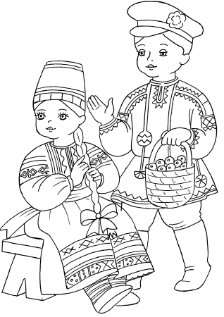 Русский народный костюм раскраска