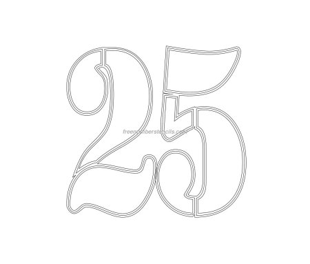 Трафарет цифр 25 для вырезания