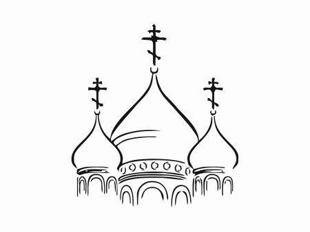 Церковь контурный рисунок