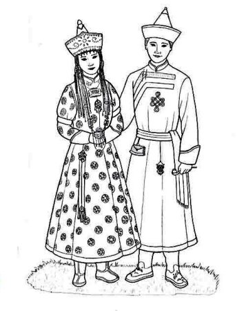 Русский костюм раскраска для детей