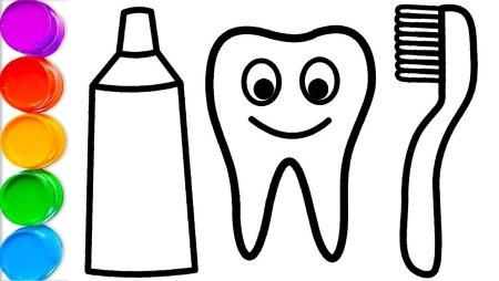 Раскраска зубная паста и щетка для детей