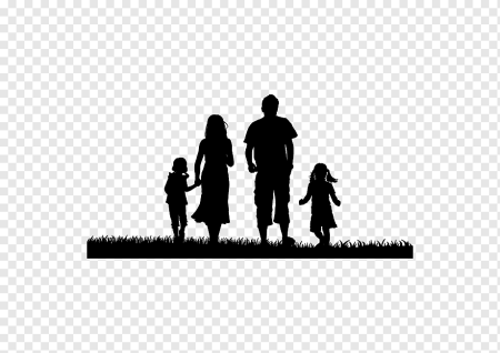 Силуэт родители и два сына