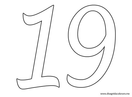 Цифра 19 для раскрашивания