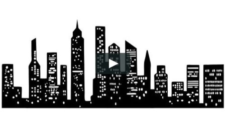 Силуэты домов ночного города
