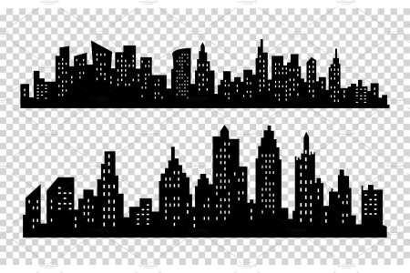 Силуэты домов города для торта