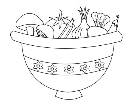 Корзинка с овощами раскраска