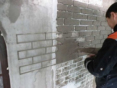 Имитация кирпичной кладки своими