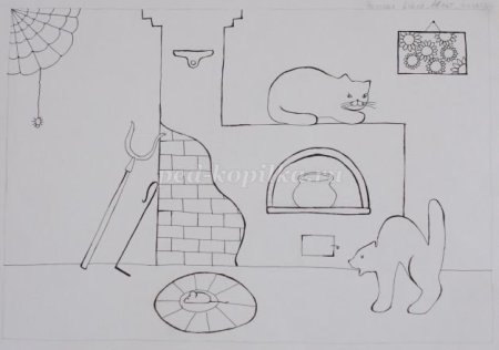 Русская печь рисунок карандашом