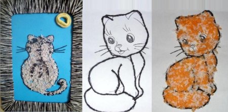 Аппликация из пряжи на картоне