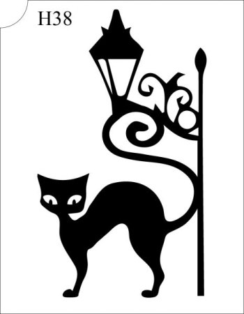 Трафарет кошка и фонарь