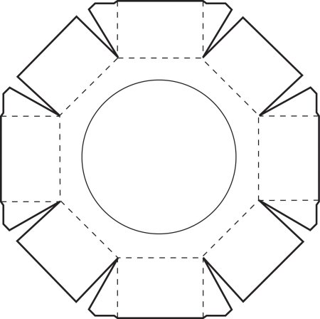 Круглая подарочная коробка развертка