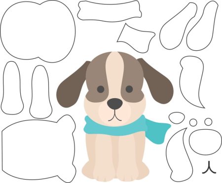 Аппликация щенок детали