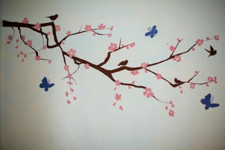 Ветка Сакуры рисунок на стене