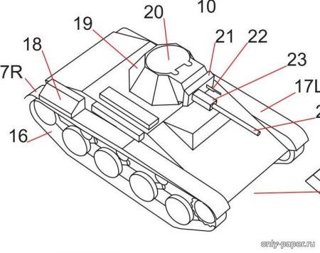 Чертеж танка т34 из картона модель