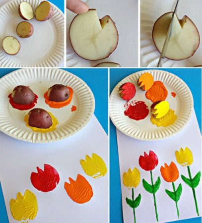 Рисование штампами из картофеля