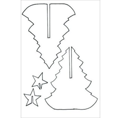 Трафарет для объемной елки из картона