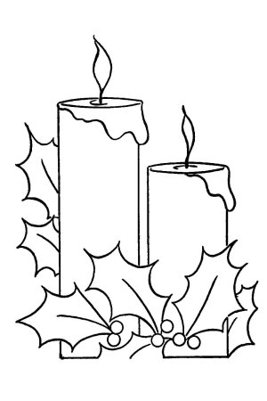 Рождественские свечи раскраска