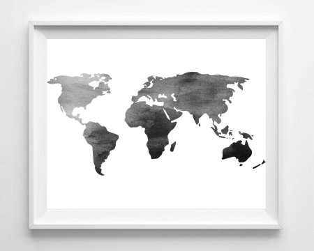 Карта мира черно белая