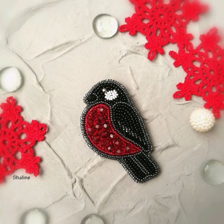 Абрис арт брошка Снегирь