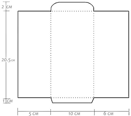 Развертка конверта для открытки