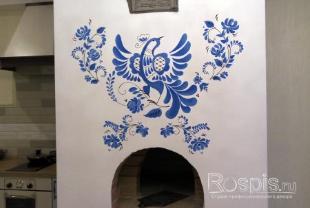 Роспись печи Гжель