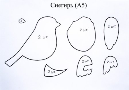 Снегирь из фетра выкройка