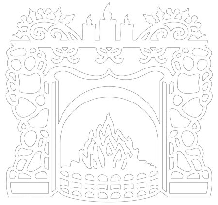Вытынанка камин новогодний
