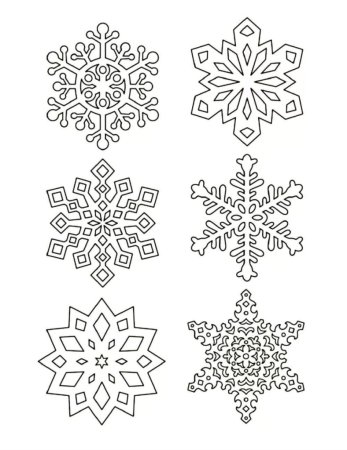 Трафареты снежинок разного размера из бумаги (48 фото)