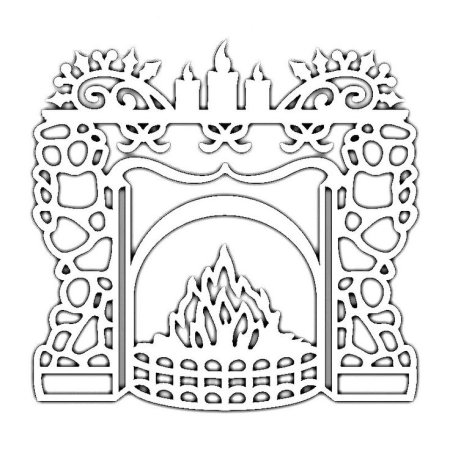 Трафарет на окно камин новогодний