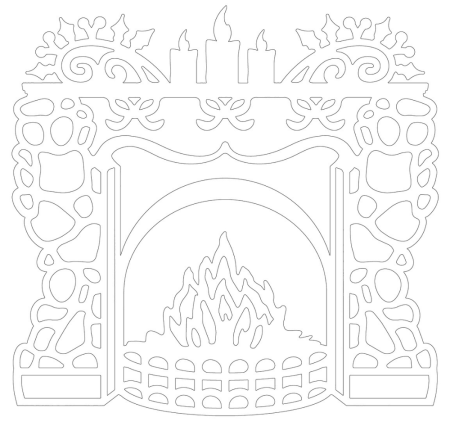 Вытынанка камин новогодний