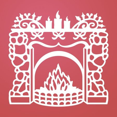 Вытынанка камин новогодний