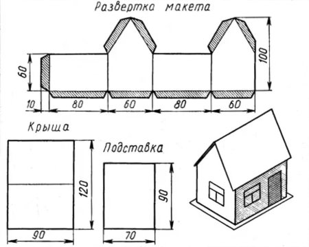 Чертёж домика из бумаги своими руками