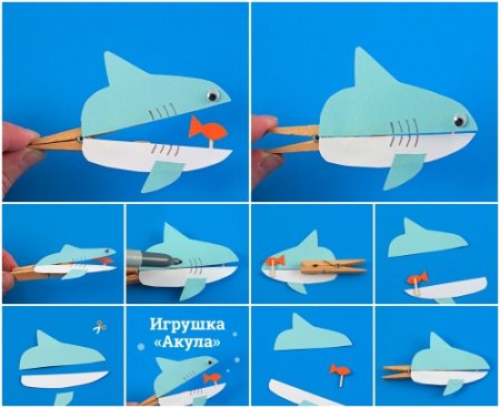 Игрушка из прищепки акула