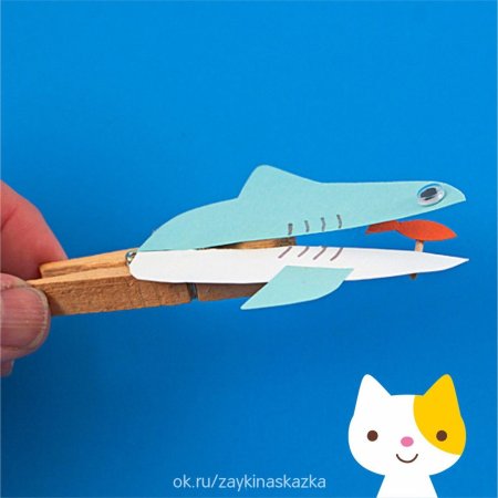 Игрушки из прищепки рыбки