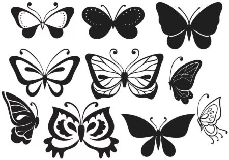 Трафареты бабочек и цветов для вырезания из бумаги разных размеров (48 фото)