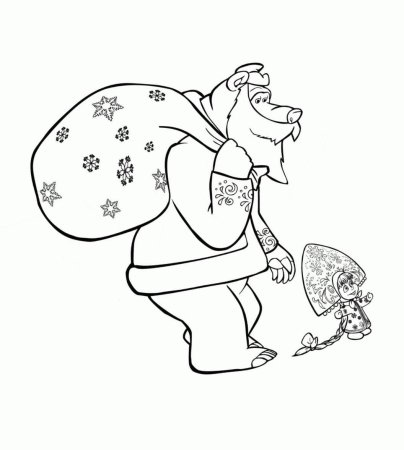 Раскраска медведь новый год