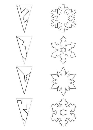 Трафареты объемных снежинок из бумаги схемы для вырезания (46 фото)