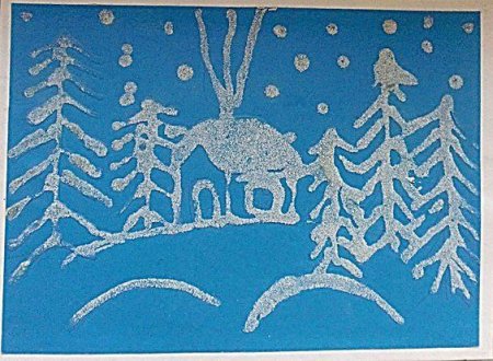 Рисование манкой зима