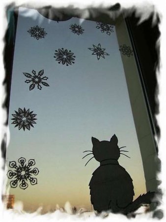 Украшения на окна коты