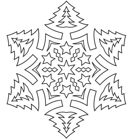 Снежинка трафарет для вырезания