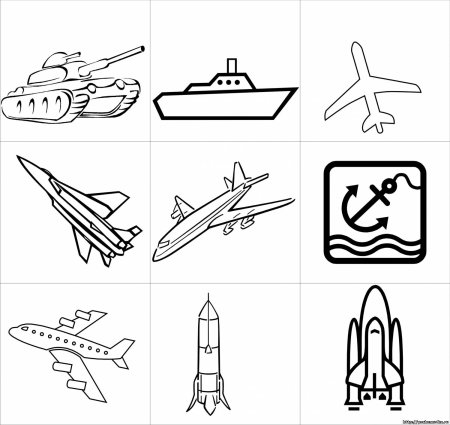 Трафарет военной техники для детей