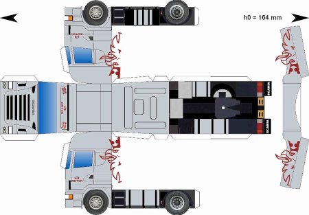 КАМАЗ 54115 из бумаги развертка